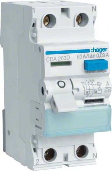 FI-Schutzschalter CDA263D 2-polig 63A 30mA Typ A FI-Schutzschalter CDA263D 2-polig 63A 30mA Typ A
