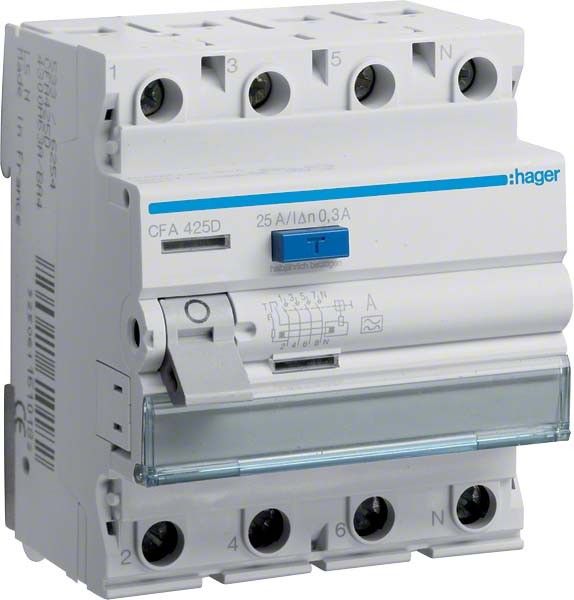 FI-Schutzschalter CFA425D 4-polig 25A 300mA Typ A FI-Schutzschalter CFA425D 4-polig 25A 300mA Typ A