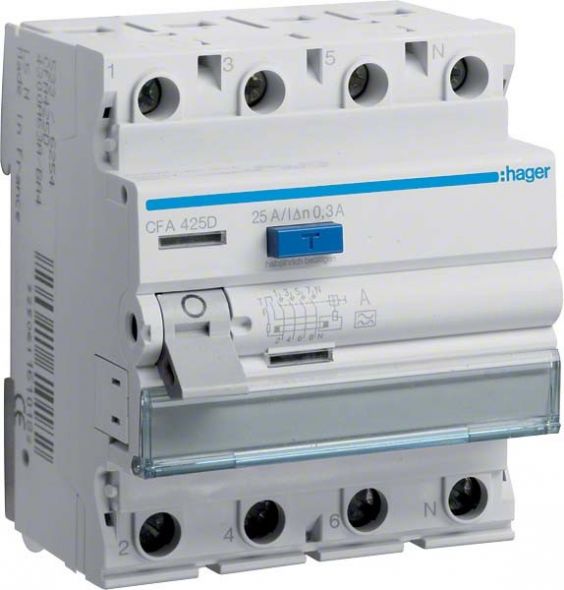 FI-Schutzschalter CFA425D 4-polig 25A 300mA Typ A FI-Schutzschalter CFA425D 4-polig 25A 300mA Typ A