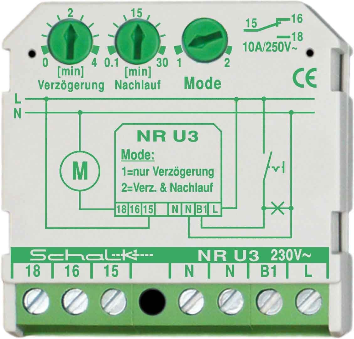 Nachlaufrelais UP mit NR U3 230V AC