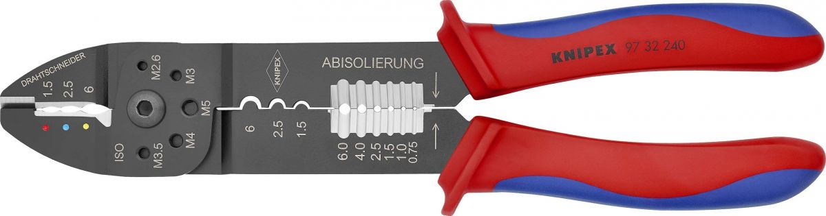 Crimpzange f. isolierte u. n. isolierte Kabelschuhe 0,50 - 6,00 mm²