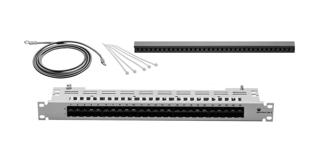 ISDN Patchpanel m.Beipack PP50 B Cat3 RAL7035
