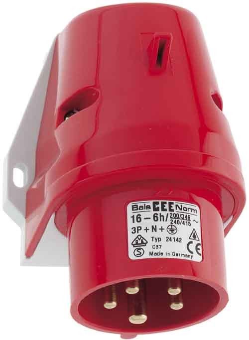 Wand-Gerätestecker 16A 4p 24539