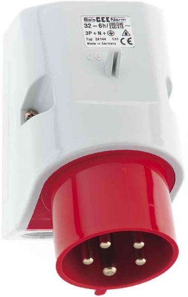 Wand-Gerätestecker 32A 4p 24412