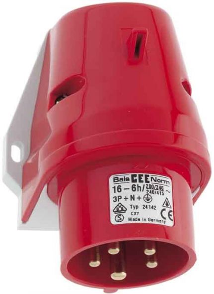 Wand-Gerätestecker 16A 4p 24539