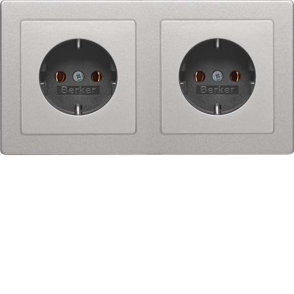 SCHUKO-Steckdose 2-fach 47206084 alu samt lackiert SCHUKO-Steckdose 2-fach 47206084 alu samt lackiert