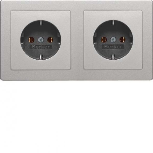 SCHUKO-Steckdose 2-fach 47206084 alu samt lackiert SCHUKO-Steckdose 2-fach 47206084 alu samt lackiert