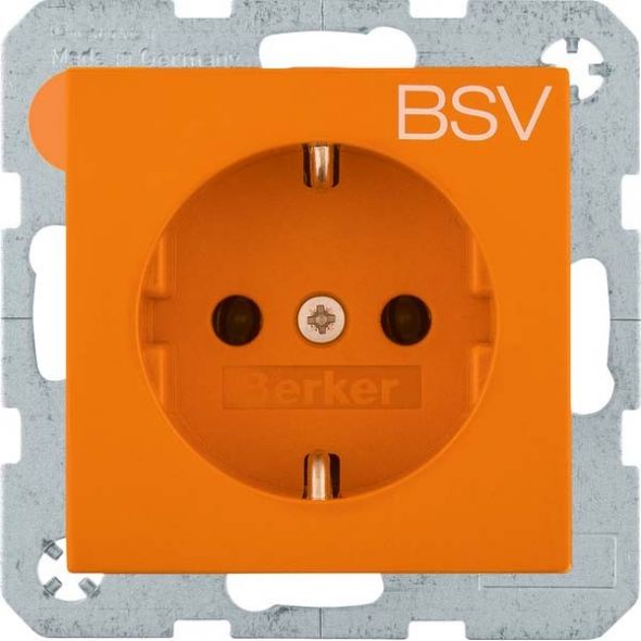 SCHUKO-Steckdose 47438917 orange glänzend Aufdruck BSV SCHUKO-Steckdose 47438917 orange glänzend Aufdruck BSV
