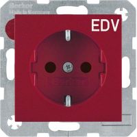 SCHUKO-Steckdose 47238922 rot glänzend Aufdruck EDV