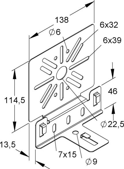 Gitterrinnen-Montageplatte GTMP 135 S
