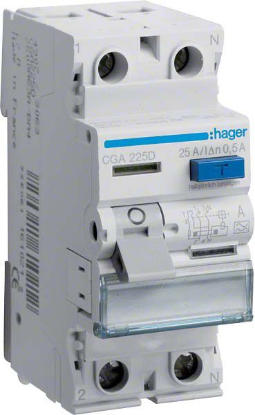 FI-Schutzschalter CGA225D 2-polig 25A 500mA Typ A FI-Schutzschalter CGA225D 2-polig 25A 500mA Typ A