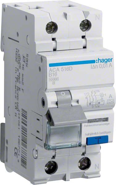 FI/LS-Schalter ACA516D 2-polig B16A 10mA Typ A FI/LS-Schalter ACA516D 2-polig B16A 10mA Typ A