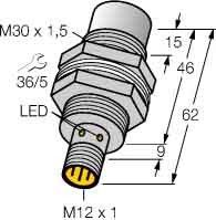 Sensor,ind.,M30x1,5 Ni30U-MT30-AP6XH1141