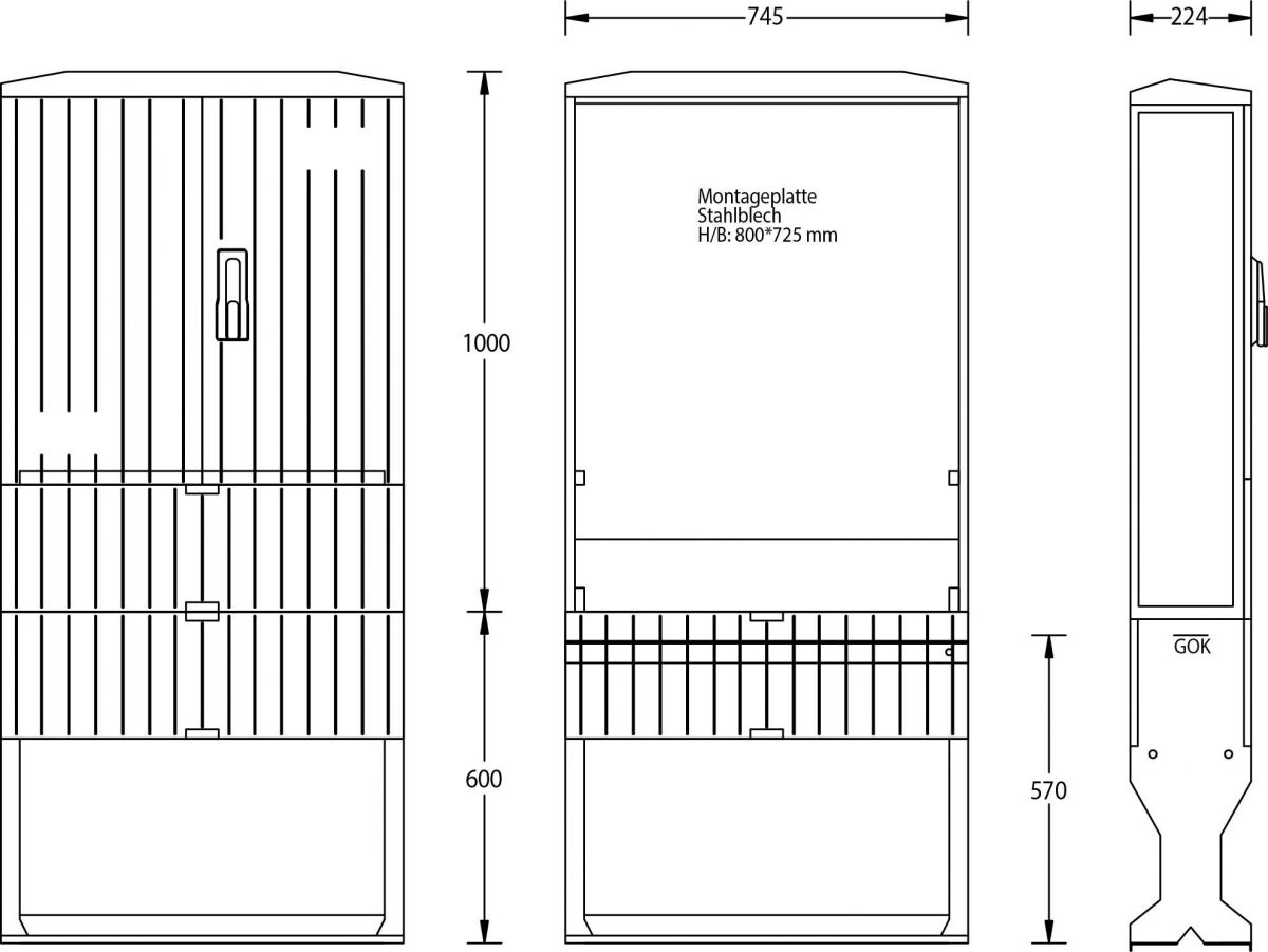 Leerschrank flach IP44 A100-M-1000