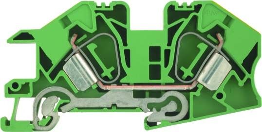 Grün 2 x Schutzleiter-Reihenklemme ZPE 10S Zugfederanschluss 