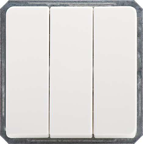 in weiß Wippe Defne Dreifachschalter Unterputz mit Schraubklemme 1f 1 Eingang / 3 Ausgänge 