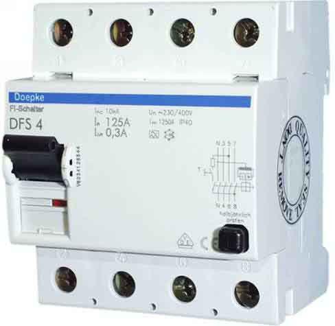 FI-Schutzschalter DFS4 4-polig 63A 30mA Typ A SK 09144901 FI-Schutzschalter DFS4 4-polig 63A 30mA Typ A SK 09144901
