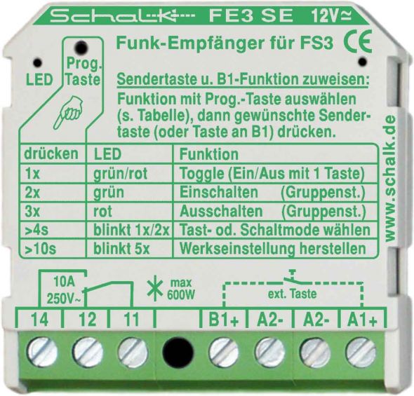Funk-Empfängerschalter UP FE3 SE 12V UC Funk-Empfängerschalter UP FE3 SE 12V UC