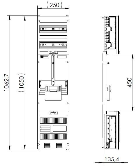 Z17001 Zählerfeld 3P 1Z o.V./B. mit Schienen Z17001 Zählerfeld 3P 1Z o.V./B. mit Schienen