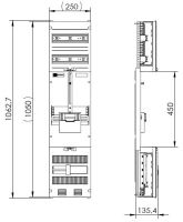 Z17001 Zählerfeld 3P 1Z o.V./B. mit Schienen