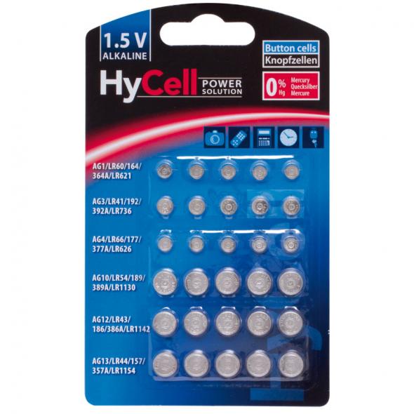 Knopfzellen-Sortiment, 30 teilig, Alkaline, 1,5V, Blisterware Knopfzellen-Sortiment, 30 teilig, Alkaline, 1,5V, Blisterware
