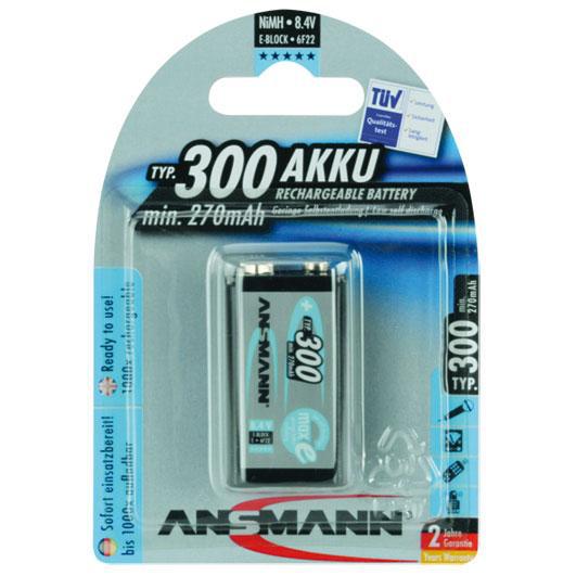 Akku NiMh 8,4V/270 mAh Block 9V