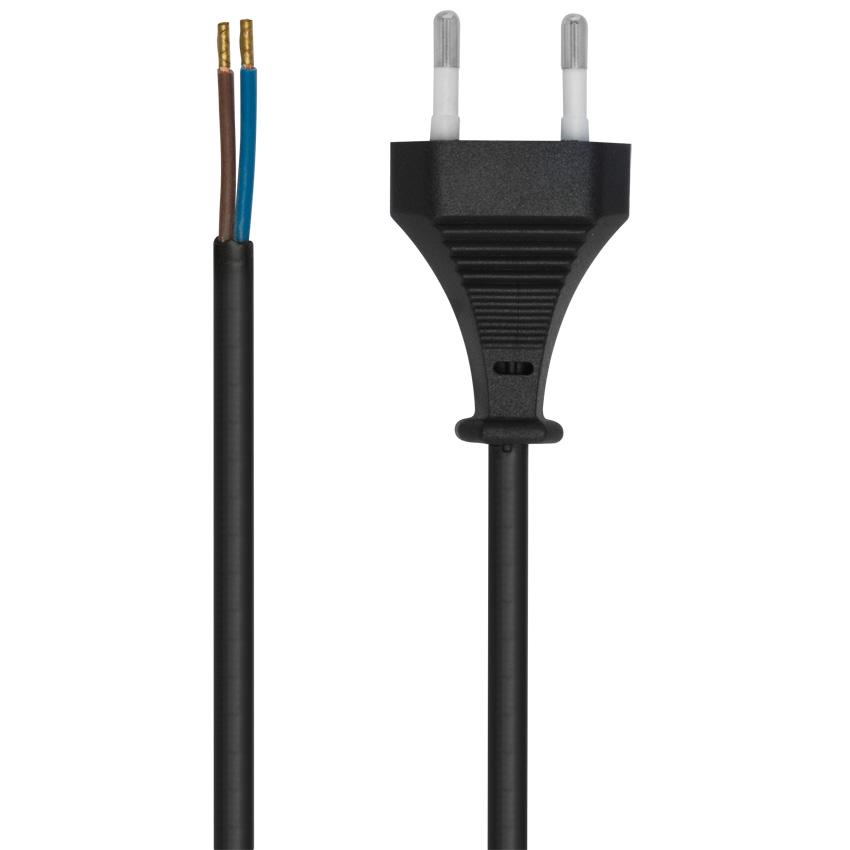Euro-Anschlußzuleitung,H03 VVH2-F,2 x 0,75², 2 m, schwarz Euro-Anschlußzuleitung,H03 VVH2-F,2 x 0,75², 2 m, schwarz