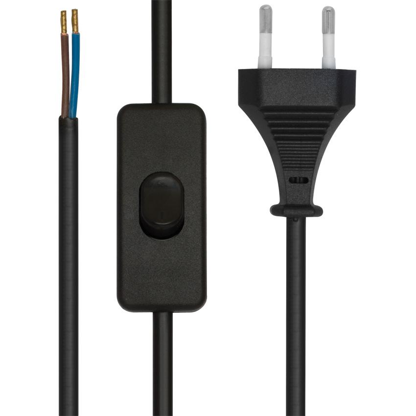 Euro-Anschlußzuleitung,H03 VVH2-F,2 x 0,75², 2 m, schwarz Euro-Anschlußzuleitung,H03 VVH2-F,2 x 0,75², 2 m, schwarz