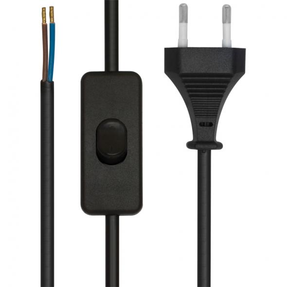 Euro-Anschlußzuleitung,H03 VVH2-F,2 x 0,75², 2 m, schwarz Euro-Anschlußzuleitung,H03 VVH2-F,2 x 0,75², 2 m, schwarz