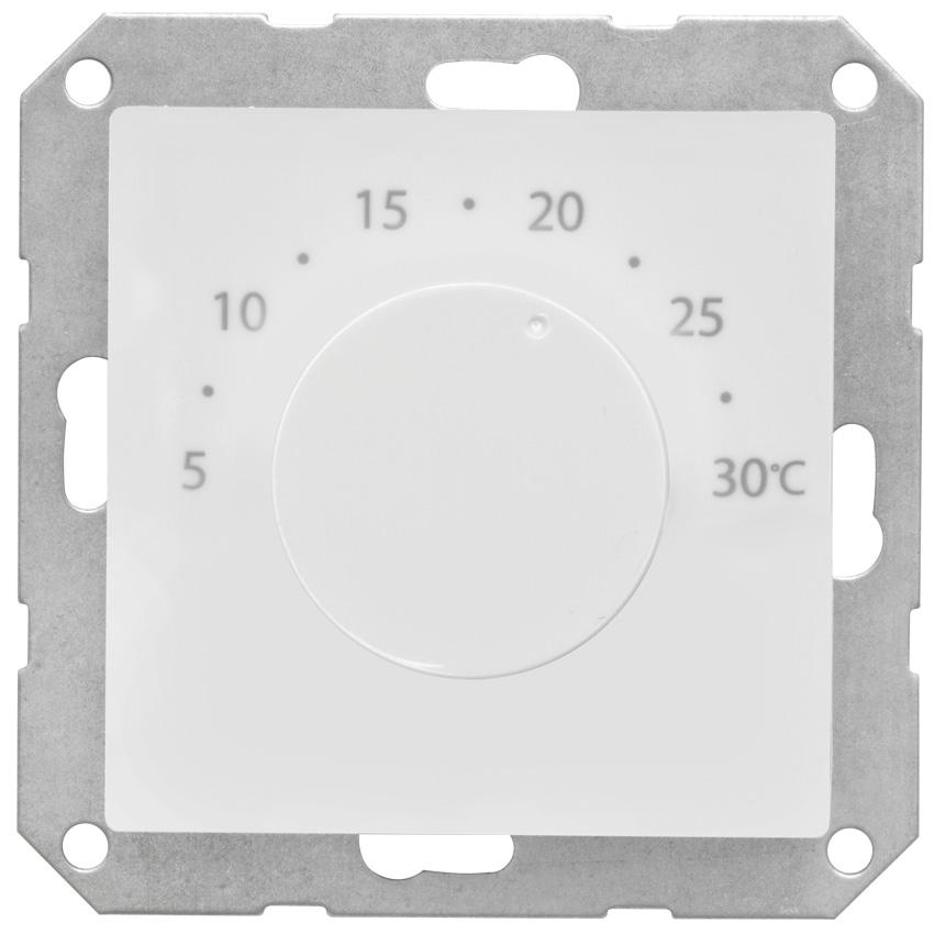 Kombi-Raumthermostat 230V 0,5A mit Zentralplatte 55 x 55 mm reinweiß Kombi-Raumthermostat 230V 0,5A mit Zentralplatte 55 x 55 mm reinweiß