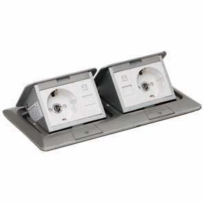 Boden-Einbau-Steckdose 2x Steckdose/RJ45 eds Boden-Einbau-Steckdose 2x Steckdose/RJ45 eds