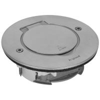 Boden- und Wandeinbaudose PLATINUM mit Federklappdeckel mit beleuchtbarem Kunststoffring für Module 45 x 45