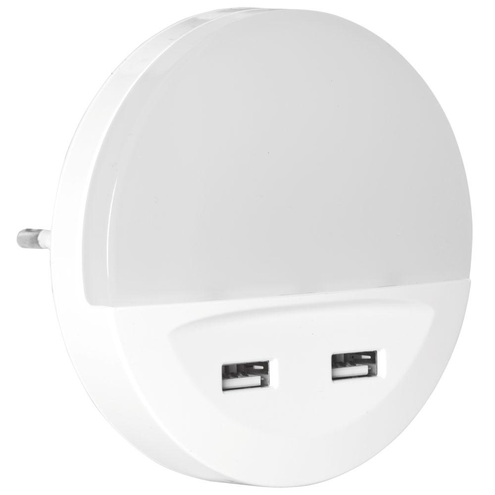 LED-Orientierungslicht 230V/0,3W 3000K 3 lm mit Sensor und USB-Ladegerät LED-Orientierungslicht 230V/0,3W 3000K 3 lm mit Sensor und USB-Ladegerät