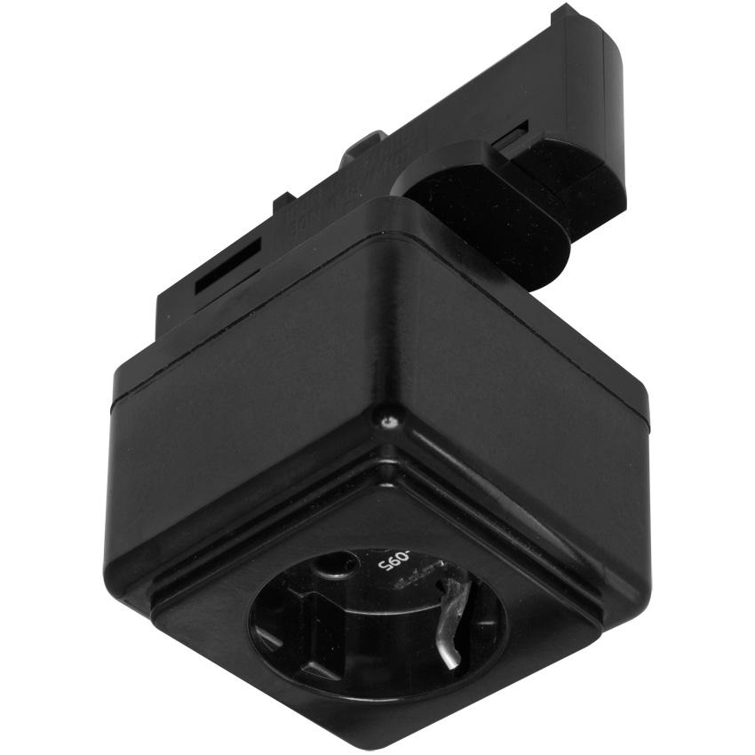 Steckdose mit 3-Phasen-Universaladapter schwarz Steckdose mit 3-Phasen-Universaladapter schwarz