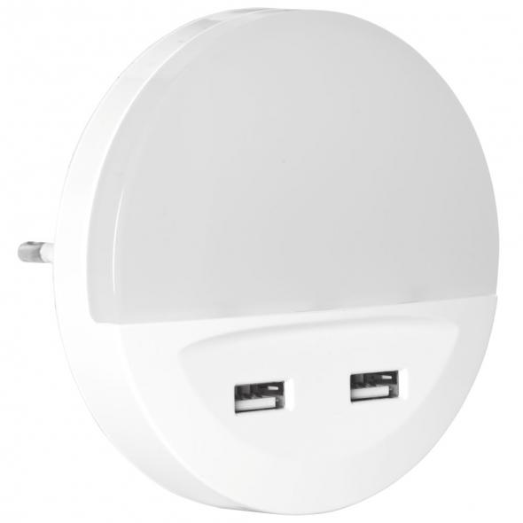 LED-Orientierungslicht 230V/0,3W 3000K 3 lm mit Sensor und USB-Ladegerät LED-Orientierungslicht 230V/0,3W 3000K 3 lm mit Sensor und USB-Ladegerät