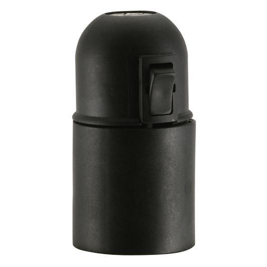 Iso-Fassung E27 schwarz mit Wippschalter Iso-Fassung E27 schwarz mit Wippschalter
