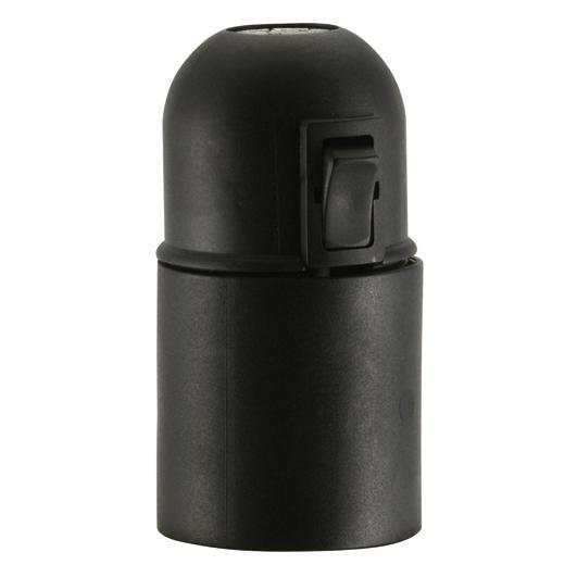 Iso-Fassung E27 schwarz mit Wippschalter Iso-Fassung E27 schwarz mit Wippschalter