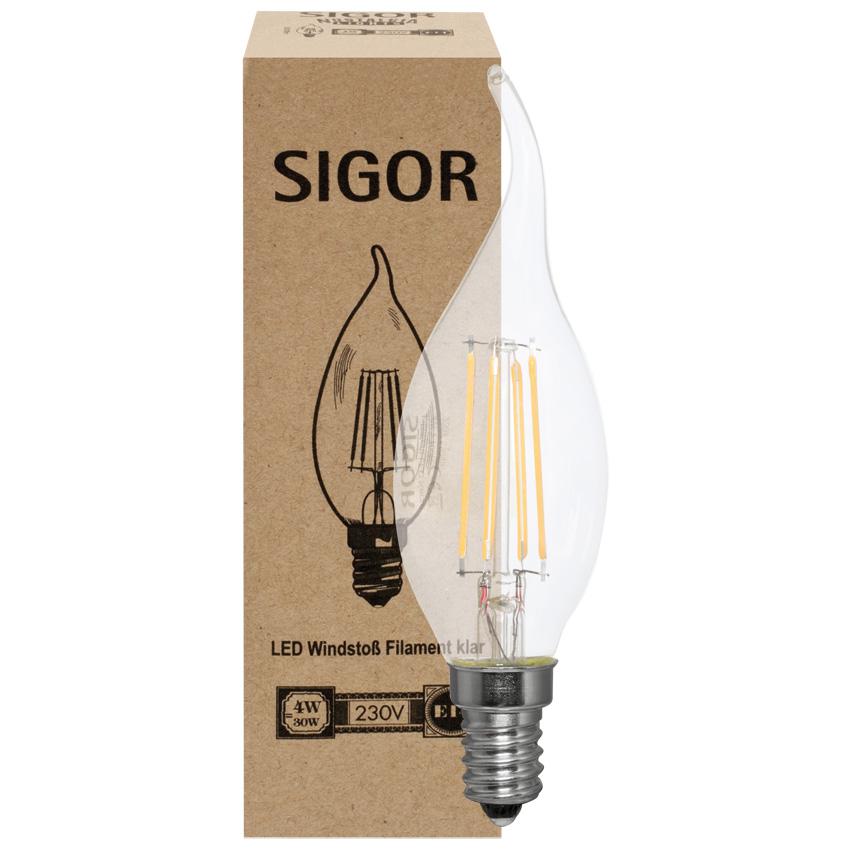Filament-LED-Lampe, Windstoß-Kerzen-Form, klar, E14/230V Filament-LED-Lampe, Windstoß-Kerzen-Form, klar, E14/230V