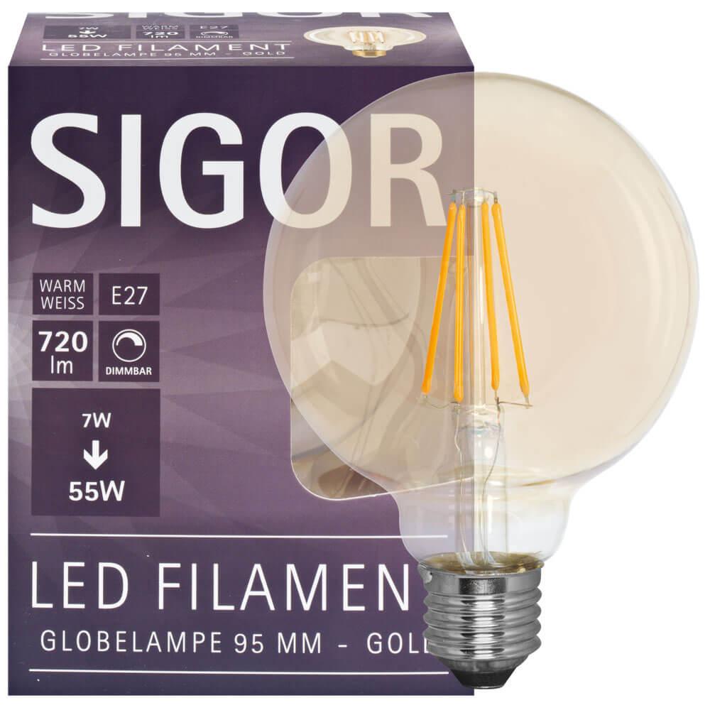 LED-Filament-Lampe Globe-Form goldfarben E27 2500K 720lm 7,0W