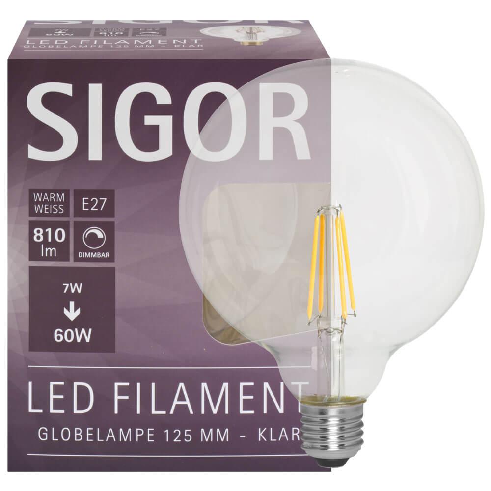 LED-Filament-Lampe Globe-Form klar E27