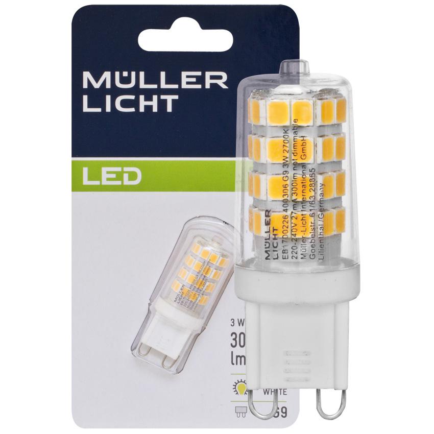 LED-Stiftsockellampe, klar, G9/230V/3W (29W), 300 lm LED-Stiftsockellampe, klar, G9/230V/3W (29W), 300 lm