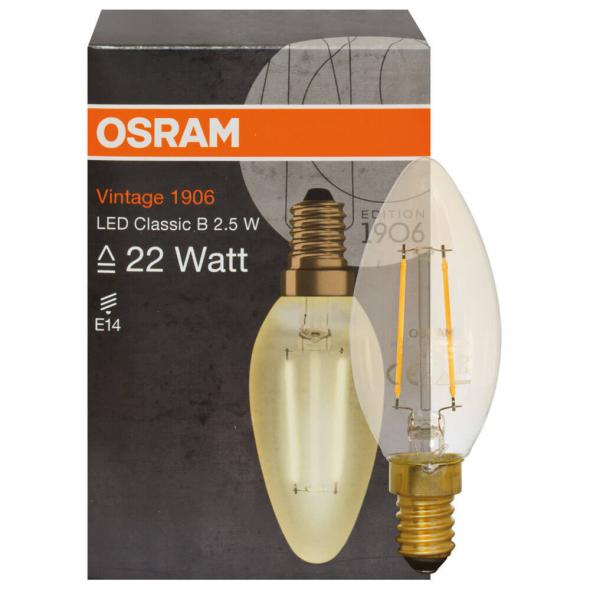 LED-Filament-Lampe VINTAGE 1906 Kerzen-Form gold E14/2,5W (22W) 225 lm 2500K Standard
