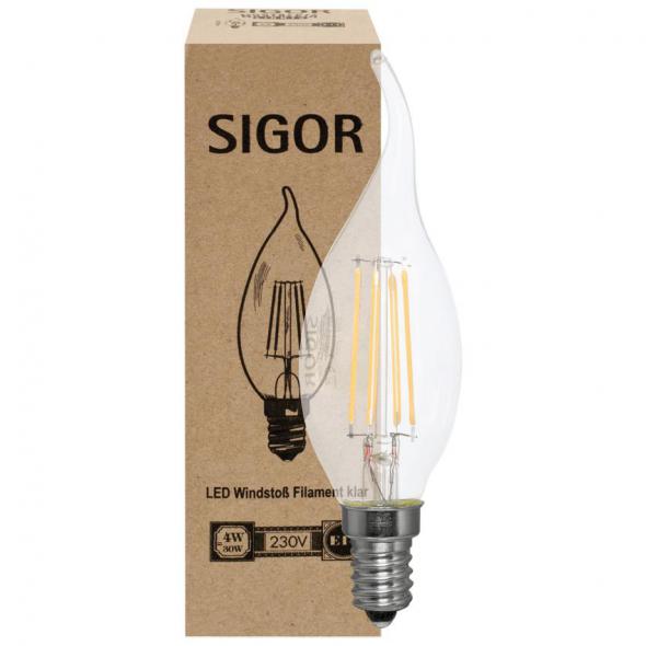 Filament-LED-Lampe, Windstoß-Kerzen-Form, klar, E14/230V Filament-LED-Lampe, Windstoß-Kerzen-Form, klar, E14/230V