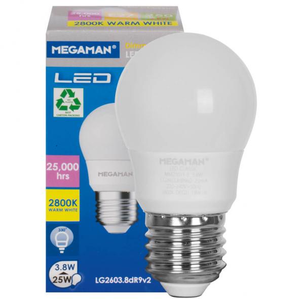 MEGAMAN LED-Lampe CLASSIC Tropfen-Form matt E27/3,8W 25W 250 lm