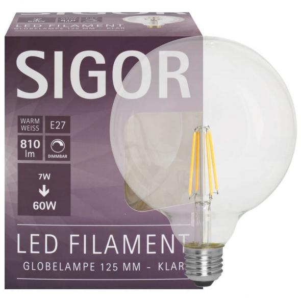 LED-Filament-Lampe Globe-Form klar E27
