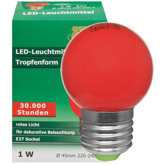 LED-Tropfenlampe 1,0W E27 48lm matt rot LED-Tropfenlampe 1,0W E27 48lm matt rot