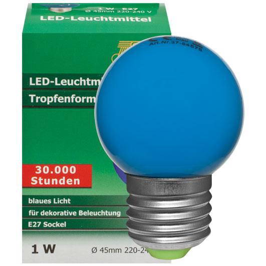LED-Tropfenlampe 1,0W E27 48lm matt blau LED-Tropfenlampe 1,0W E27 48lm matt blau
