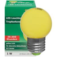 LED-Tropfenlampe 1,0W E27 48lm matt gelb