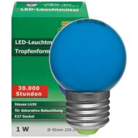 LED-Tropfenlampe 1,0W E27 48lm matt blau