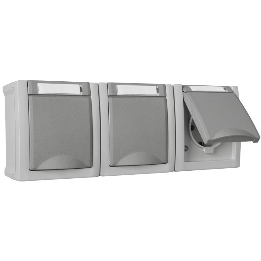 AP/FR Steckdose 3-fach IP54 grau AP/FR Steckdose 3-fach IP54 grau